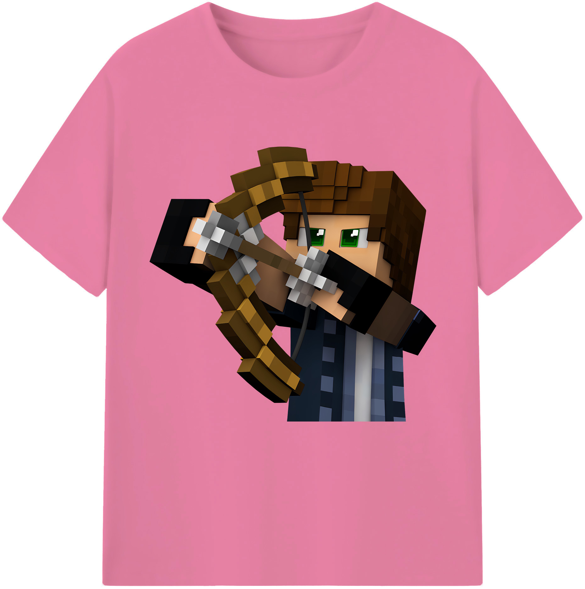 （画像用） マインクラフト ブロックの世界 Minecraft MC Block world 綿100％半袖Tシャツ（フロントプリント）